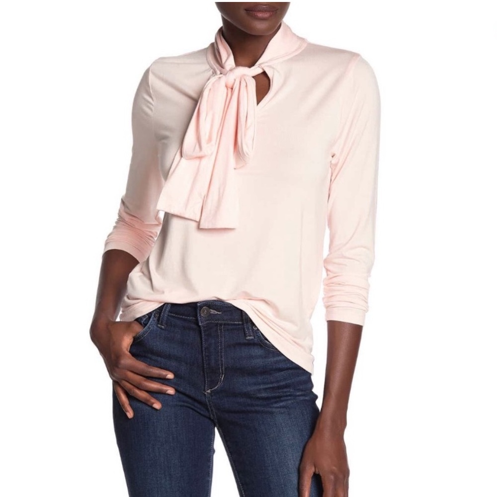 J. Crew 365 Stretch Tie Neck Top in Blush Pink Size XS